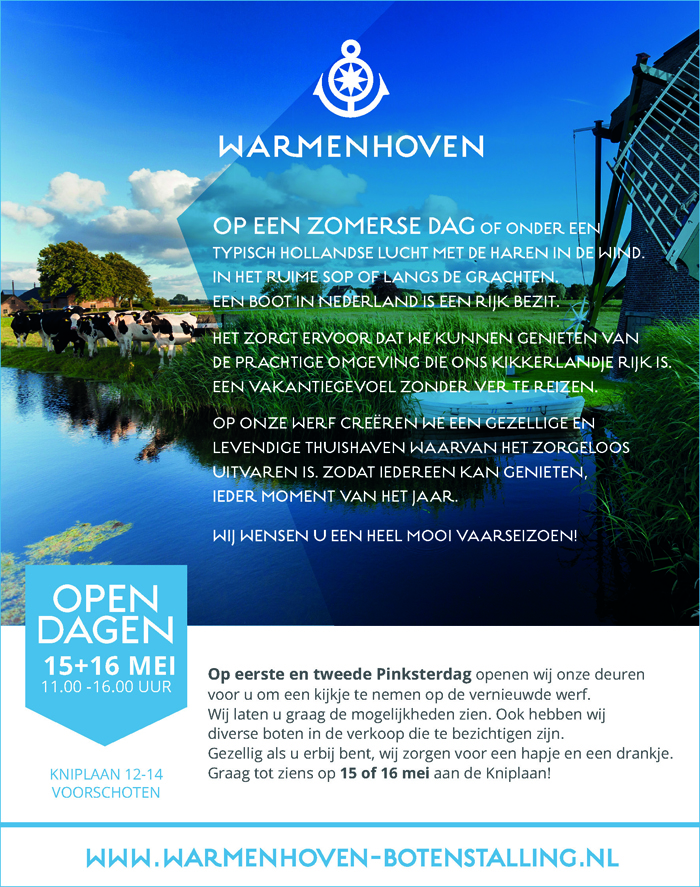 Open dagen 15 + 16 mei